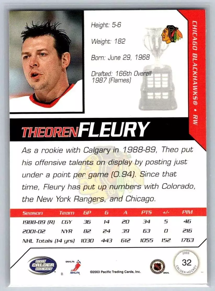 2002-03 Pacific Calder #32 Theoren Fleury 1