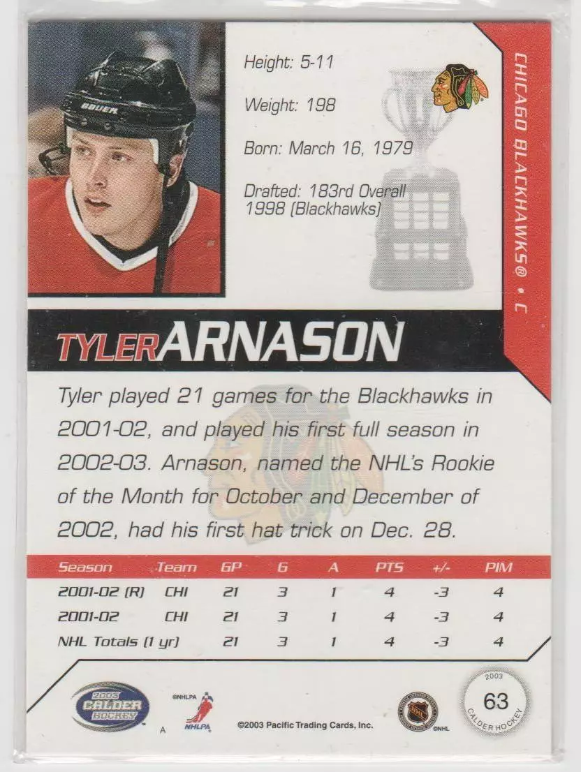 2002-03 Pacific Calder #63 Tyler Arnason 1