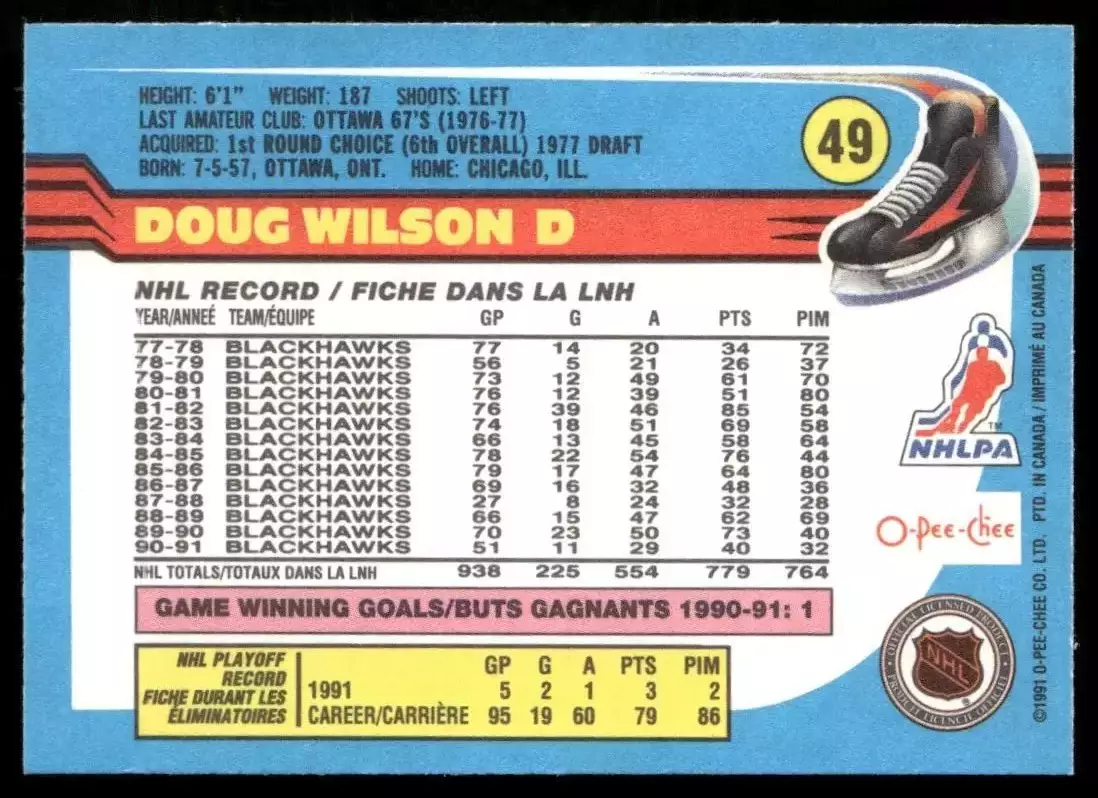 1991-92 O-Pee-Chee #49 Doug Wilson 1