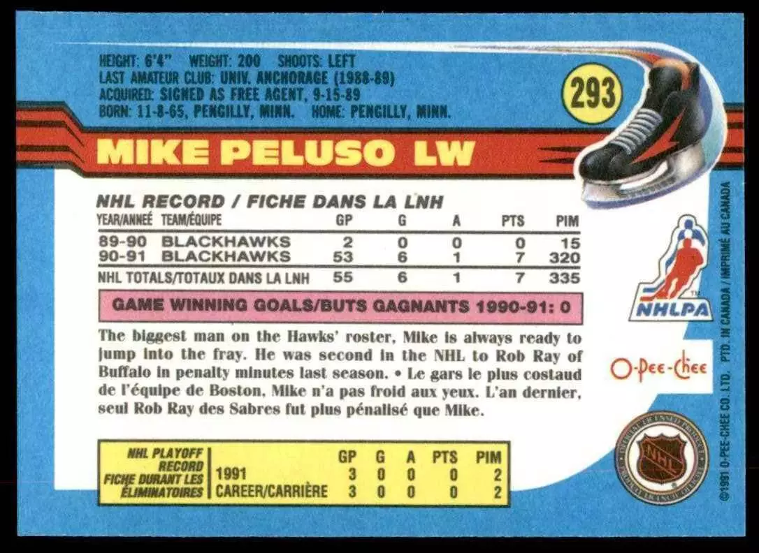1991-92 O-Pee-Chee #293 Mike Peluso 1