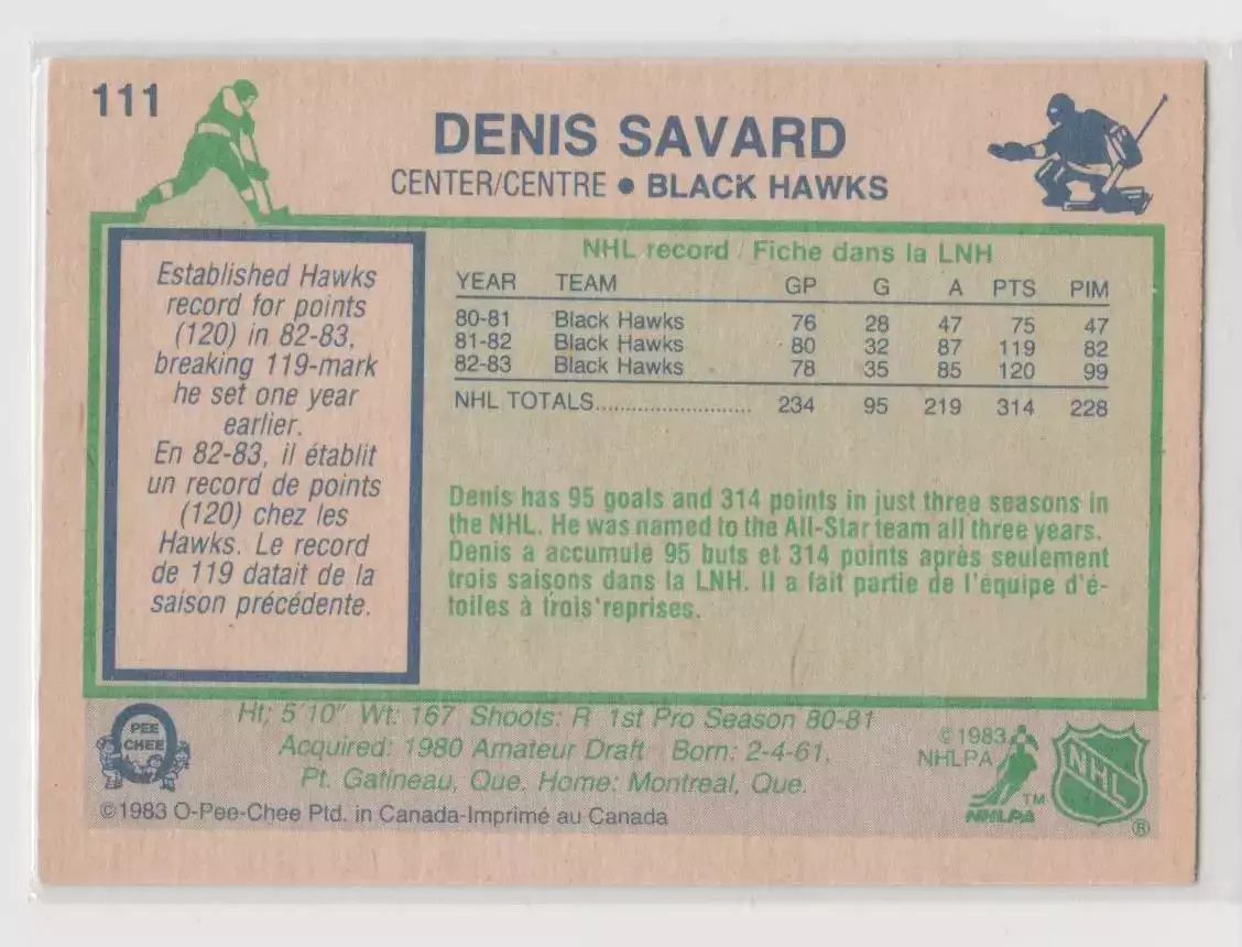 1983-84 O-Pee-Chee #111 Denis Savard 1