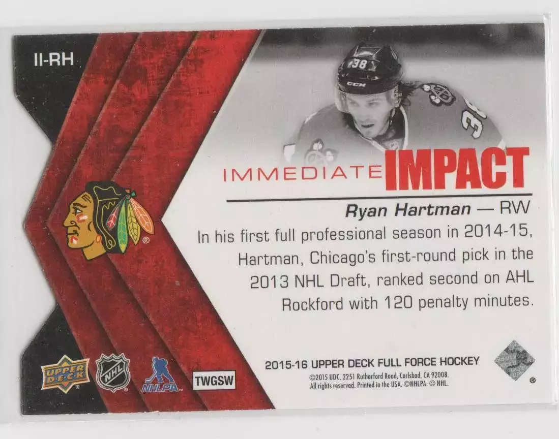 2015-16 Upper Deck Full Force Immediate Impacts #IIRH Ryan Hartman 1