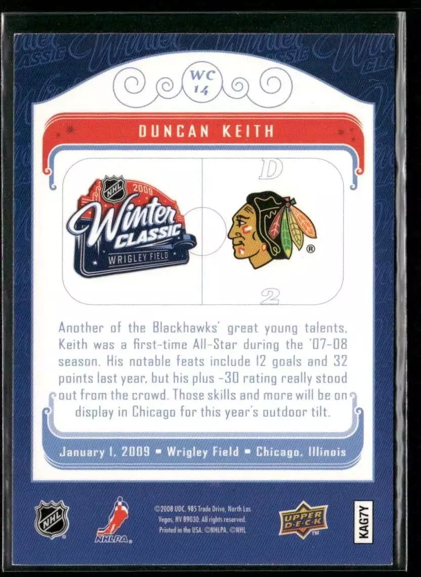2008-09 Upper Deck MVP Winter Classic #WC14 Duncan Keith 1