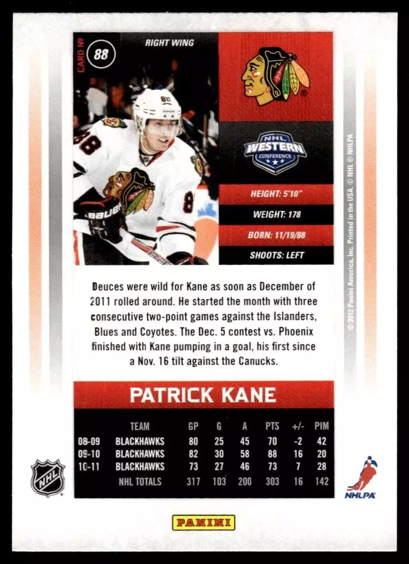 2011-12 Panini Contenders #88 Patrick Kane 1