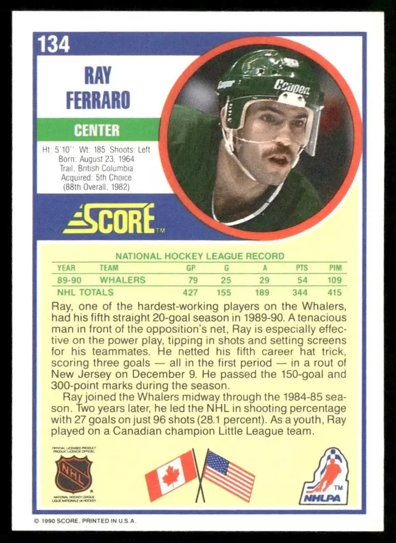 1990-91 Score #134 Ray Ferraro 1