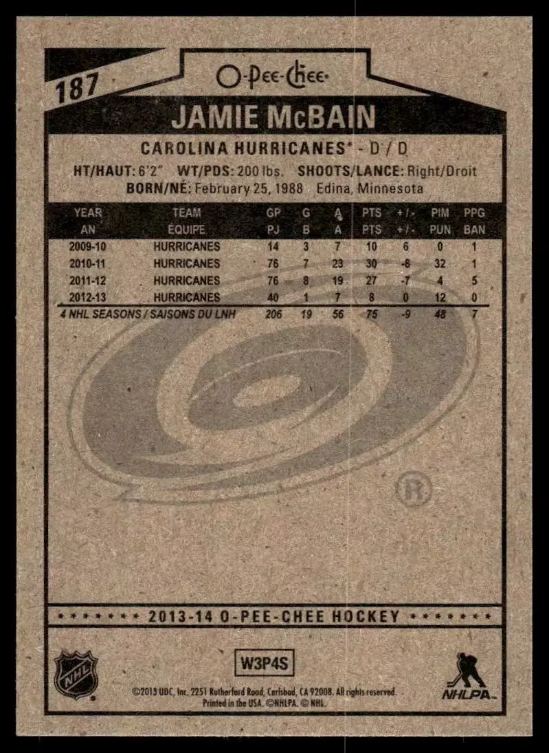 2013-14 O-Pee-Chee #187 Jamie McBain 1