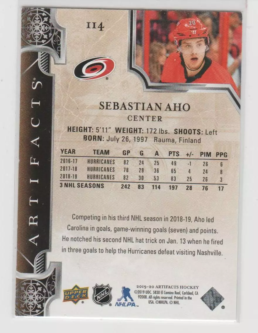 2019-20 Artifacts Ruby #114 Sebastian Aho S 107\399 1