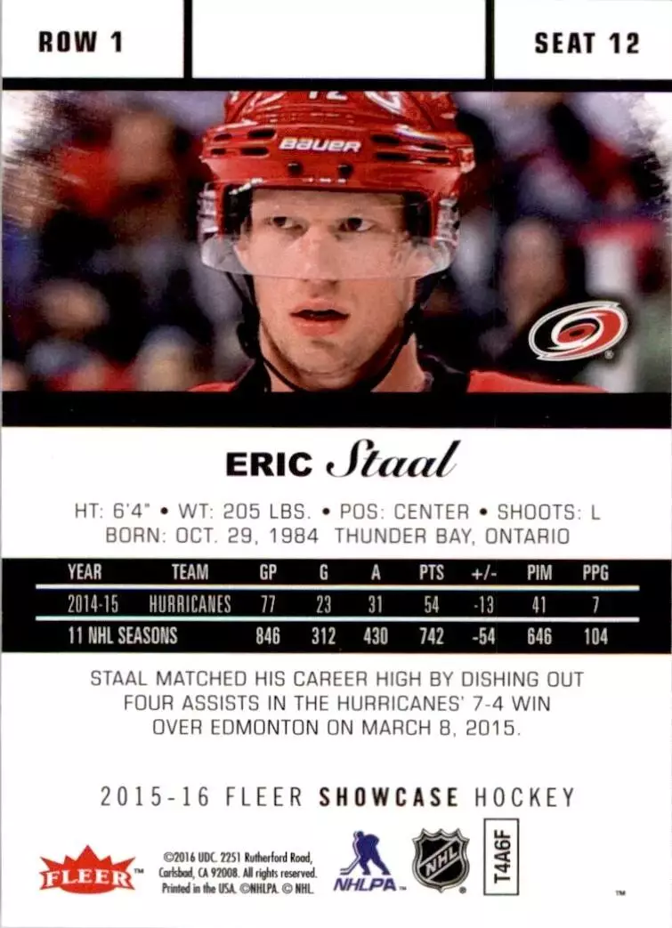 2015-16 Fleer Showcase Flair #12 Eric Staal R1 1