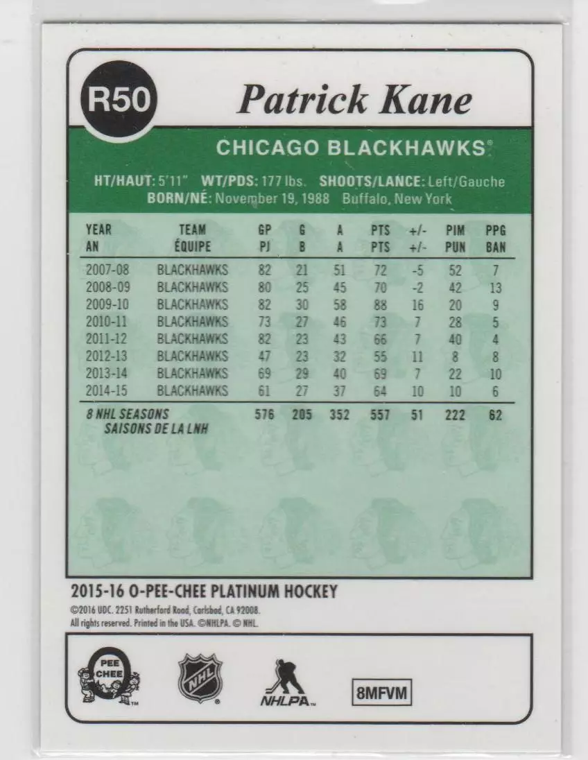 2015-16 O-Pee-Chee Platinum Retro #R50 Patrick Kane 1