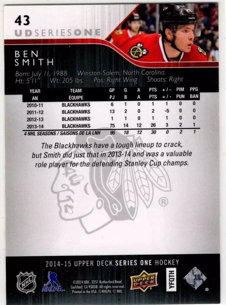 2014-15 Upper Deck #43 Ben Smith 1