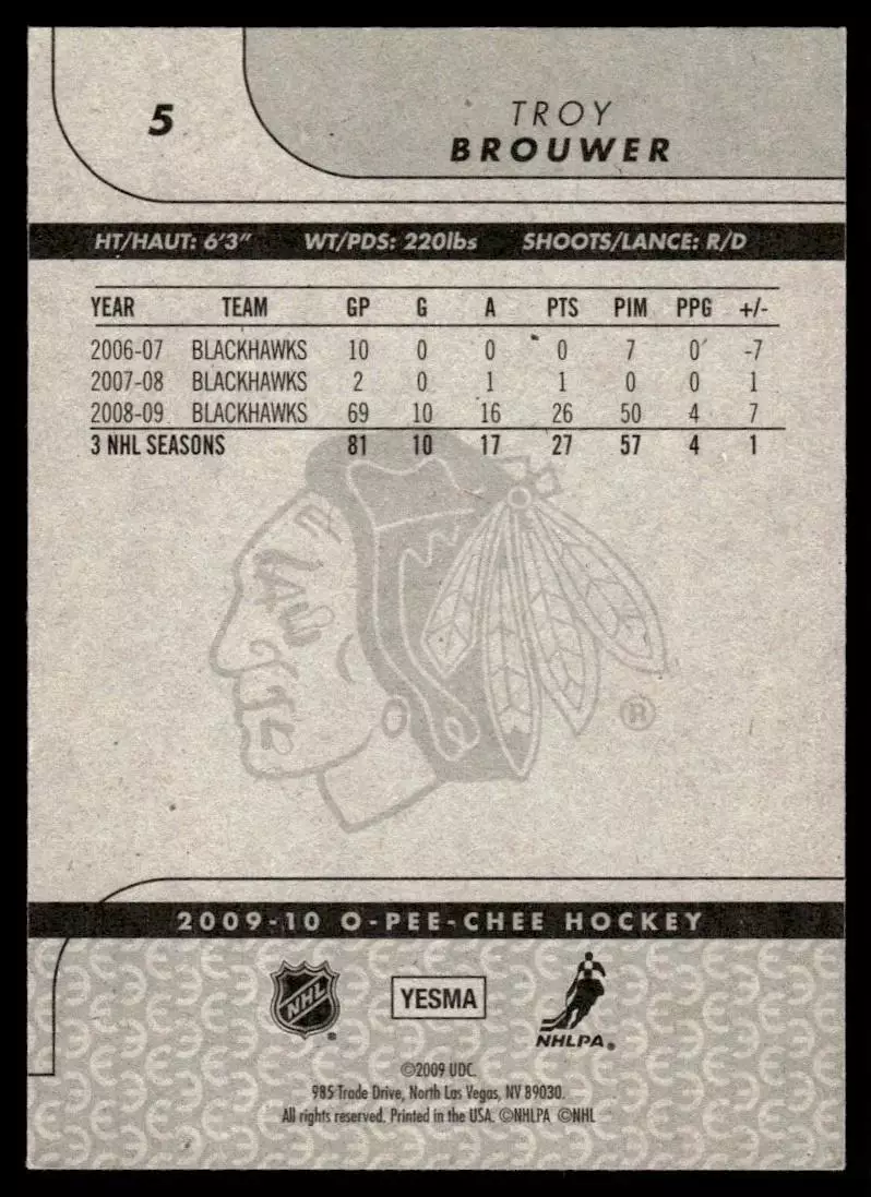 2009-10 O-Pee-Chee #5 Troy Brouwer 1