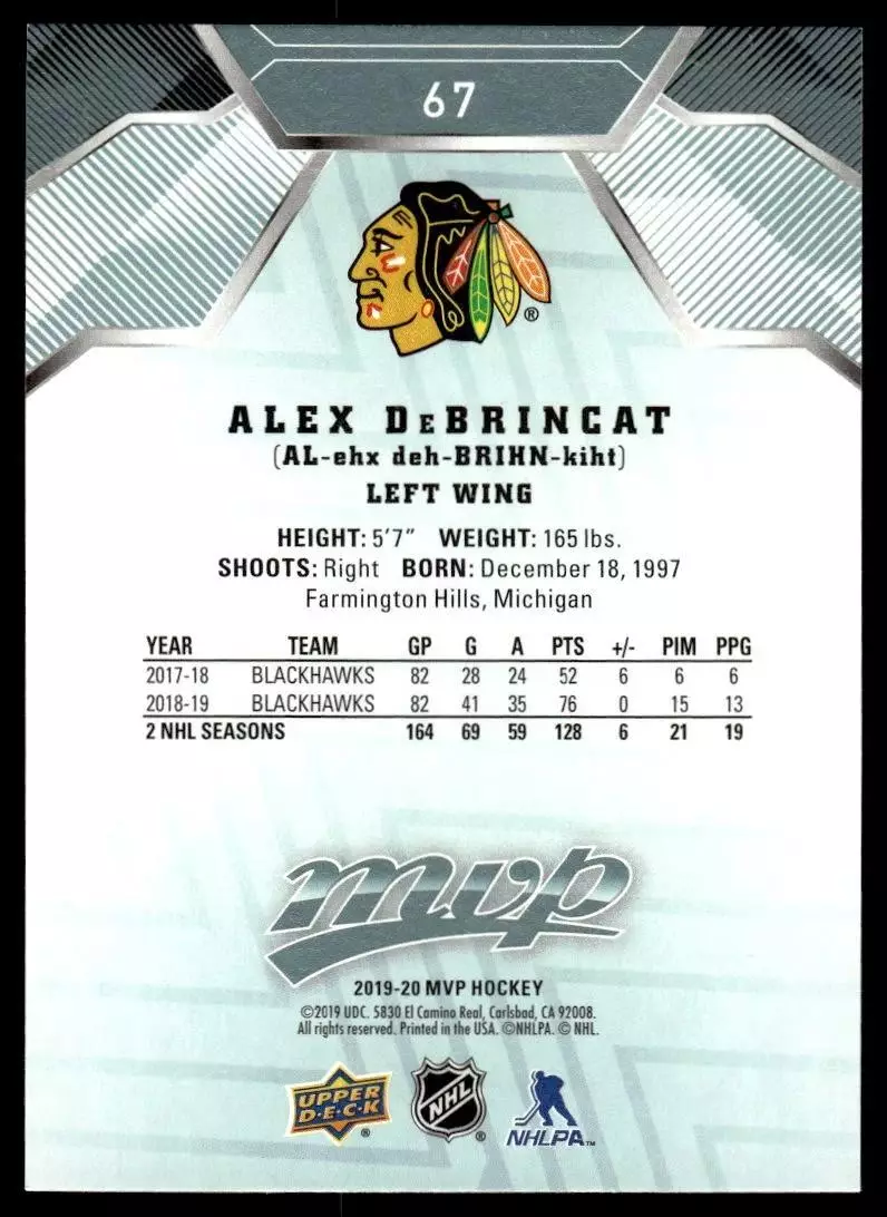 2019-20 Upper Deck MVP #67 Alex DeBrincat 1