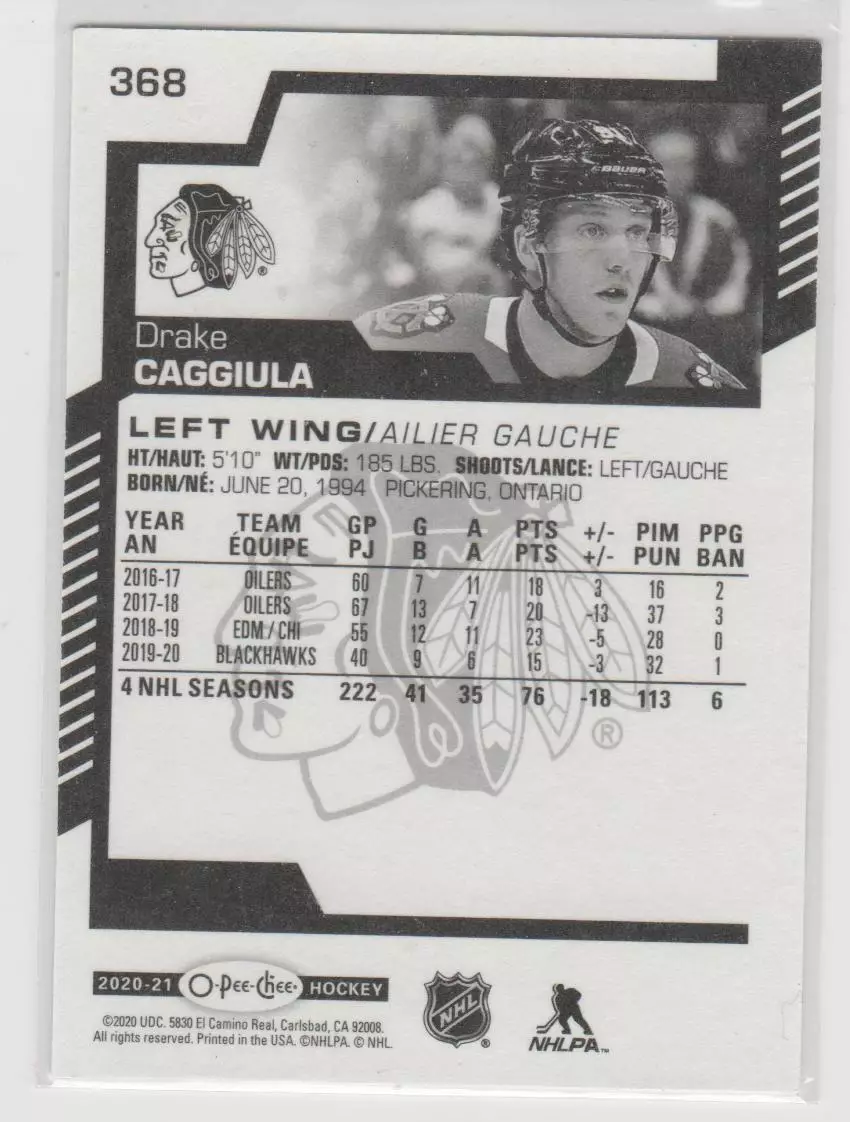 2020-21 O-Pee-Chee #368 Drake Caggiula 1