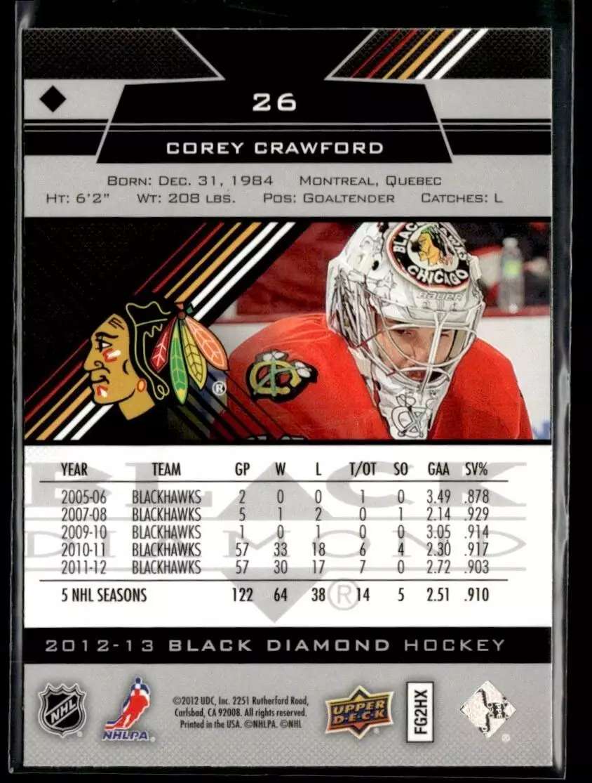 2012-13 Black Diamond #26 Corey Crawford 1