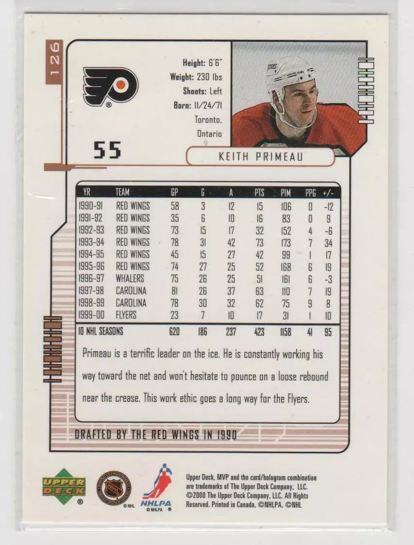 2000-01 Upper Deck MVP #126 Keith Primeau 1