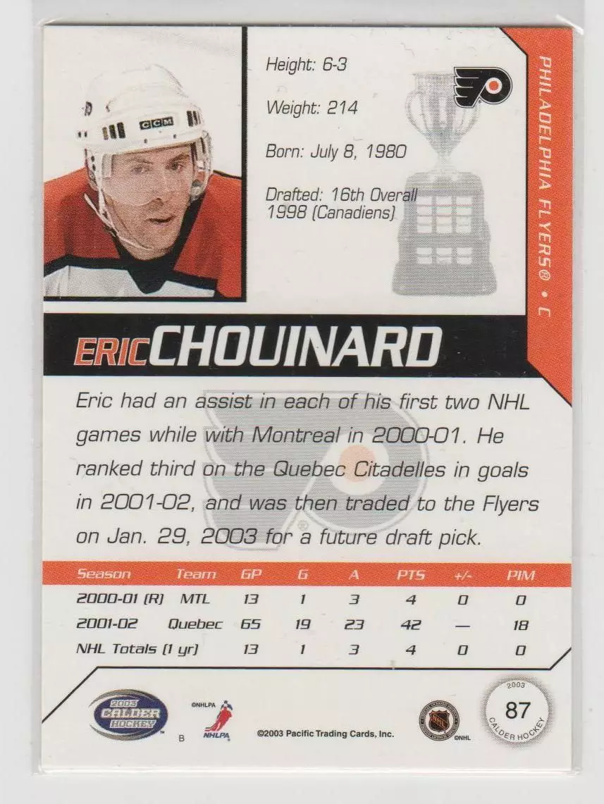 2002-03 Pacific Calder #87 Eric Chouinard 1