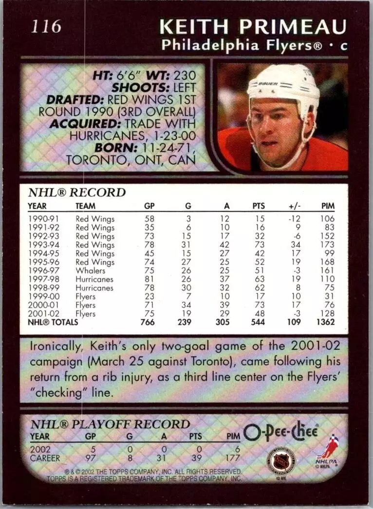 2002-03 O-Pee-Chee #116 Keith Primeau 1