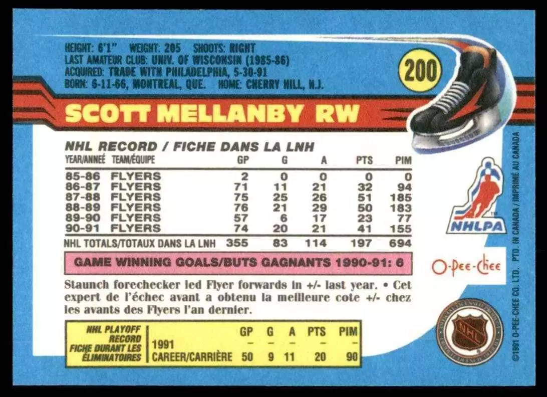 1991-92 O-Pee-Chee #200 Scott Mellanby 1