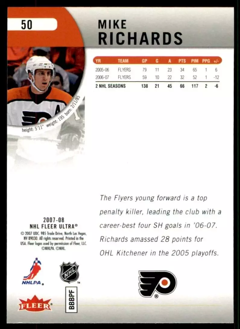 2007-08 Ultra #50 Mike Richards 1