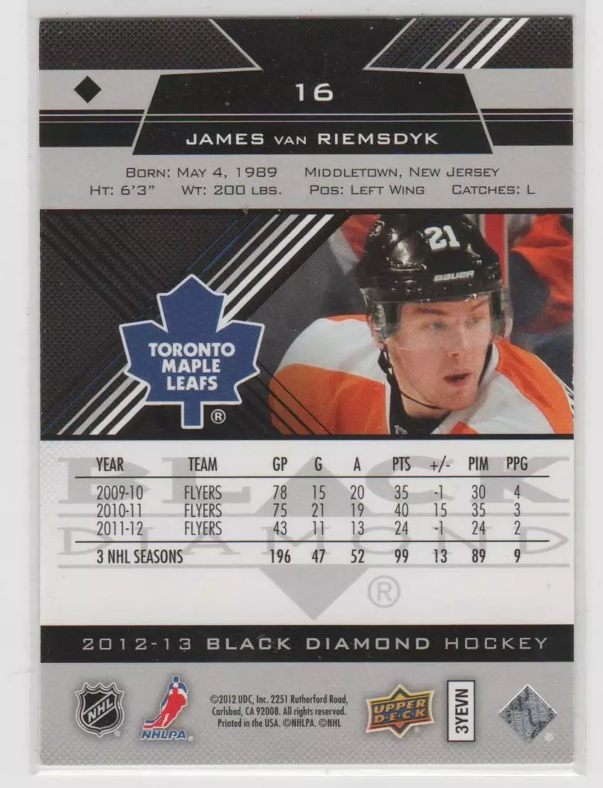 2012-13 Black Diamond #16 James van Riemsdyk 1