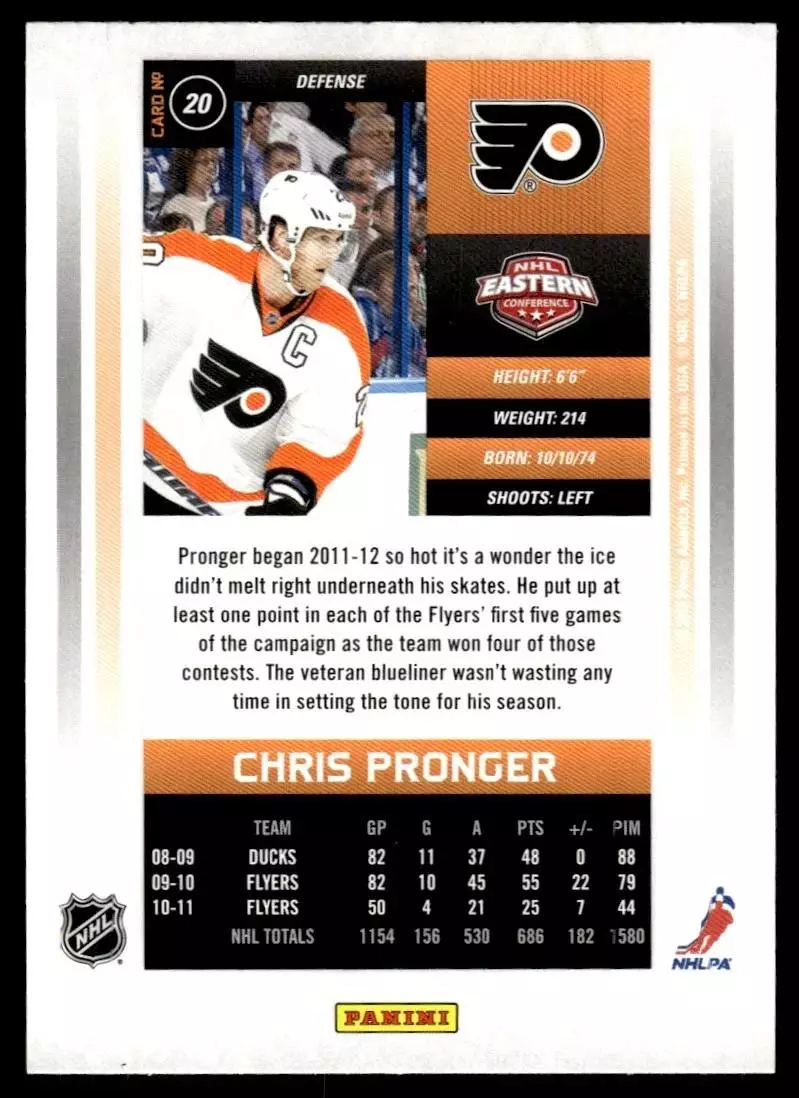 2011-12 Panini Contenders #20 Chris Pronger 1