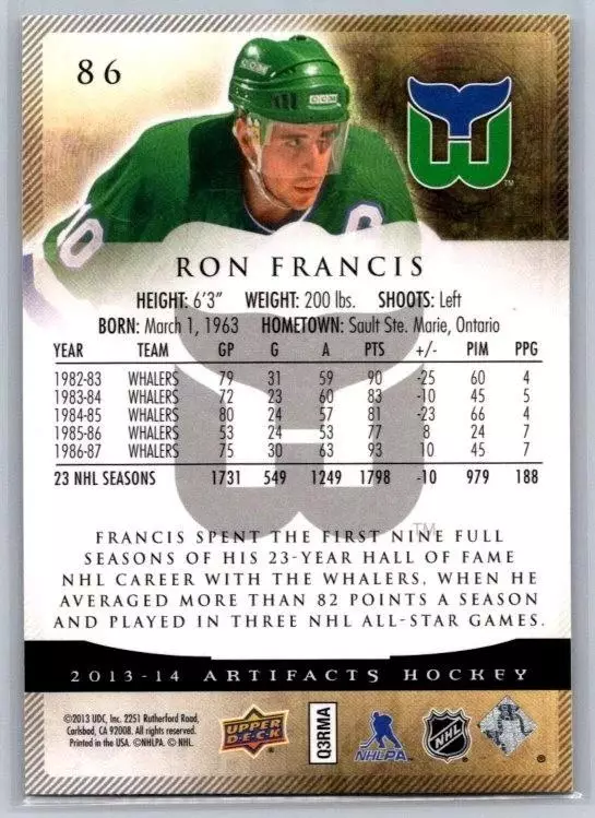 2013-14 Artifacts #86 Ron Francis 1