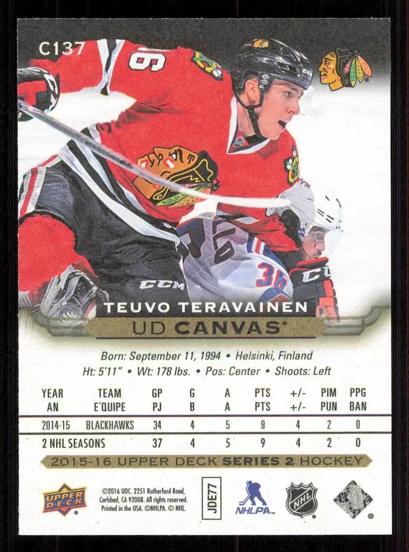 2015-16 Upper Deck Canvas #C137 Teuvo Teravainen 1
