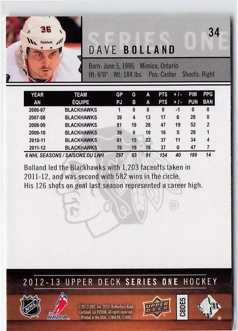 2012-13 Upper Deck #34 Dave Bolland 1