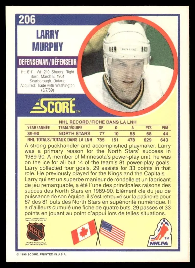 1990-91 Score #206 Larry Murphy 1