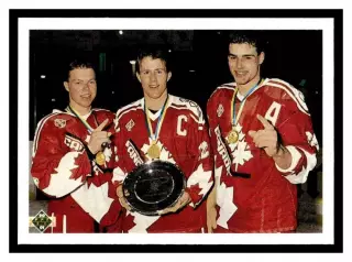 1990-91 Upper Deck #473 Canada's Captains/Kris Draper/Steven Rice/Eric Lindros