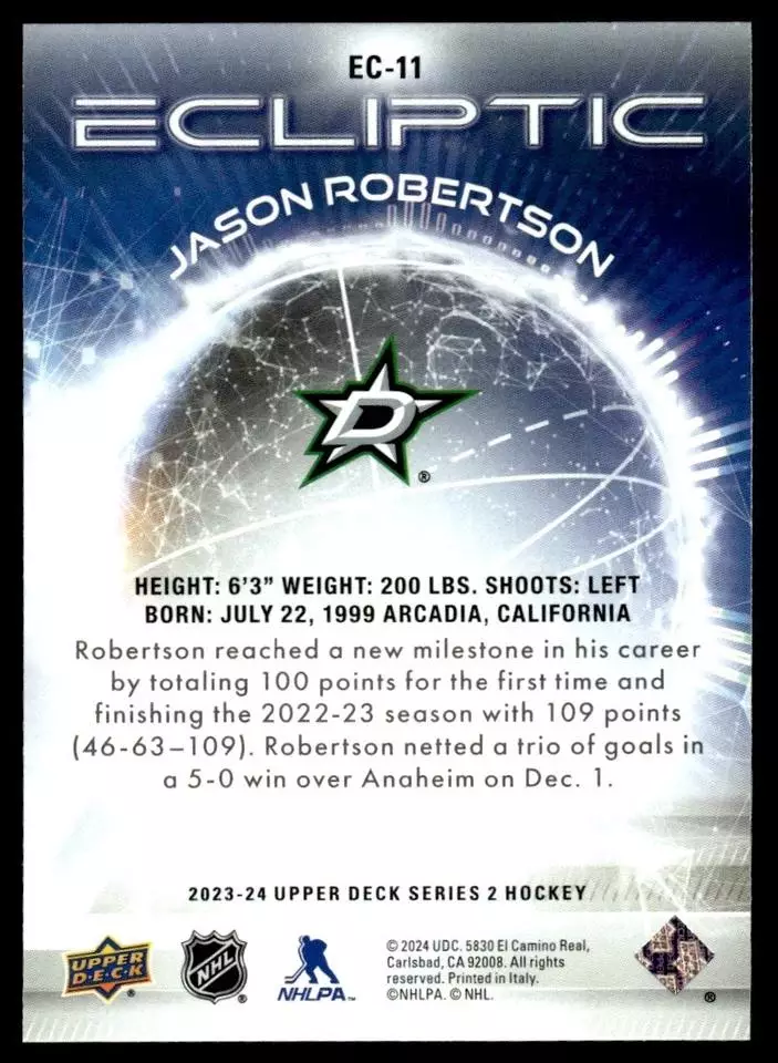 2023-24 Upper Deck Ecliptic #EC11 Jason Robertson 1
