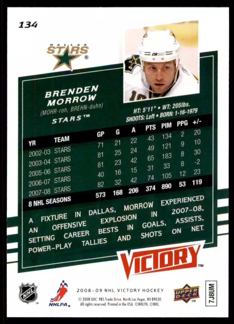 2008-09 Upper Deck Victory #134 Brenden Morrow 1