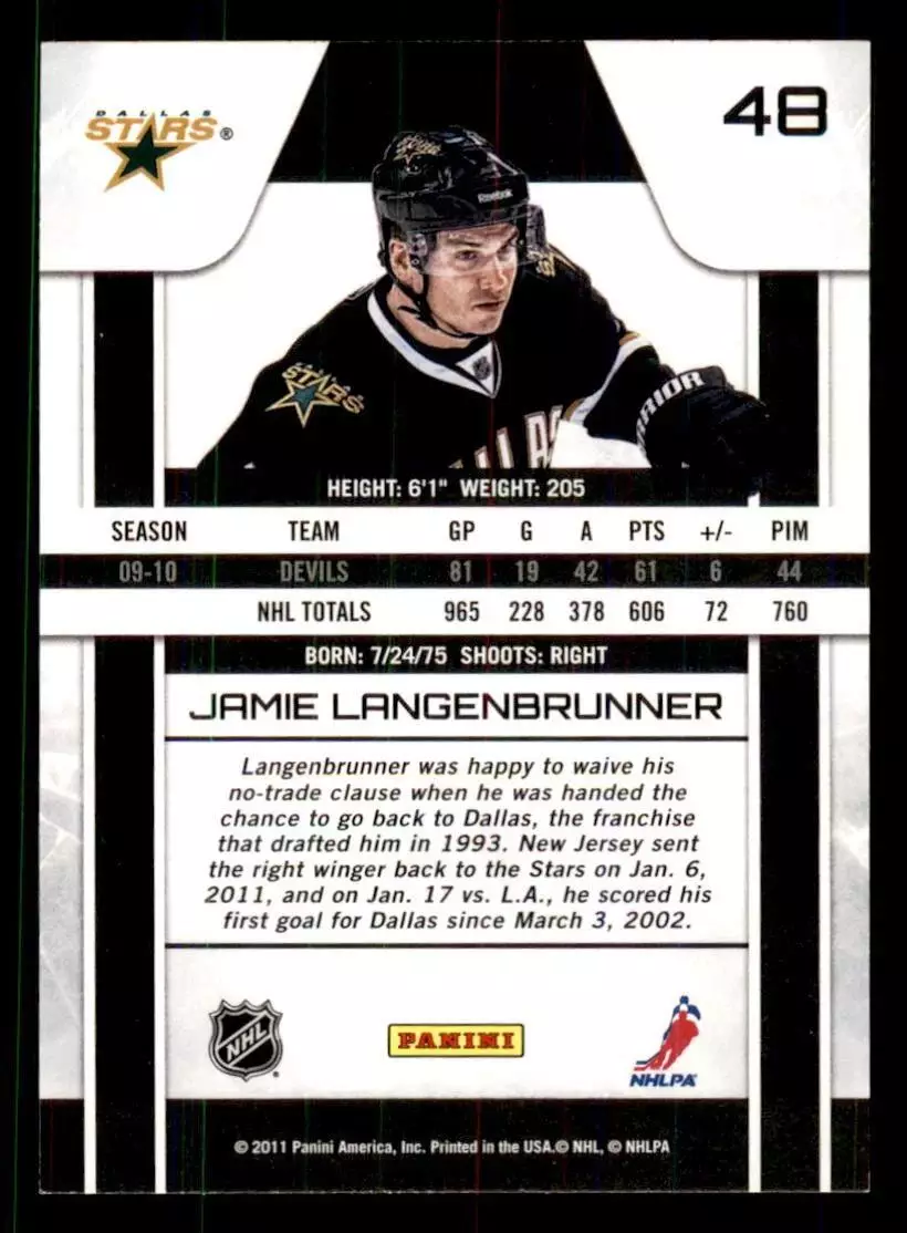 2010-11 Zenith #48 Jamie Langenbrunner 1