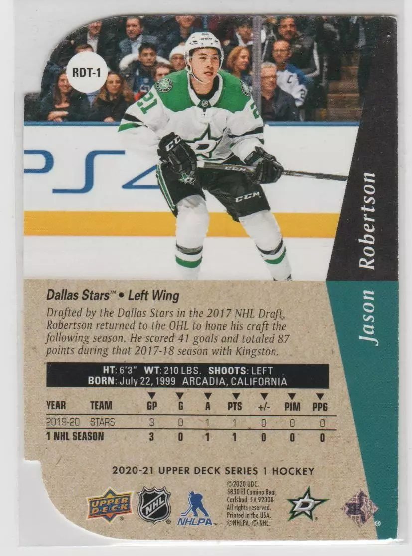 2020-21 Upper Deck '94-95 Rookie Tribute Die Cuts #RDT1 Jason Robertson 1