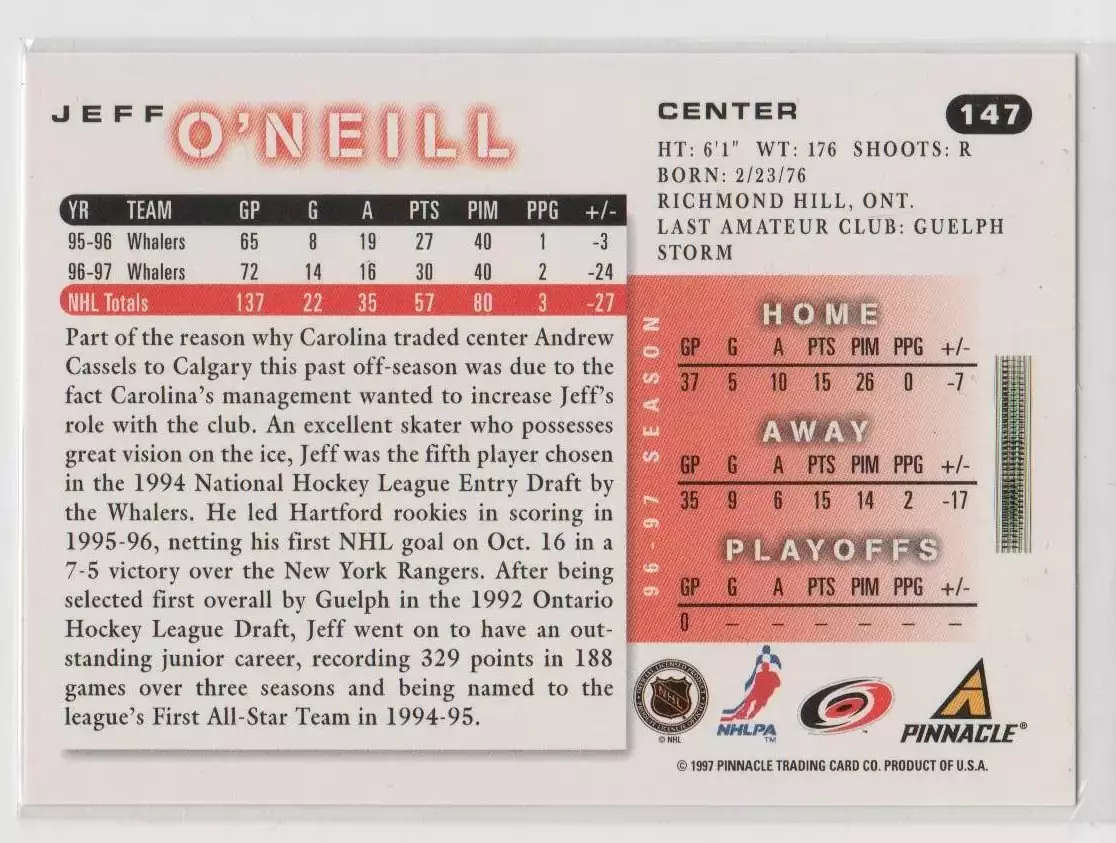 1997-98 Score #147 Jeff O'Neill 1