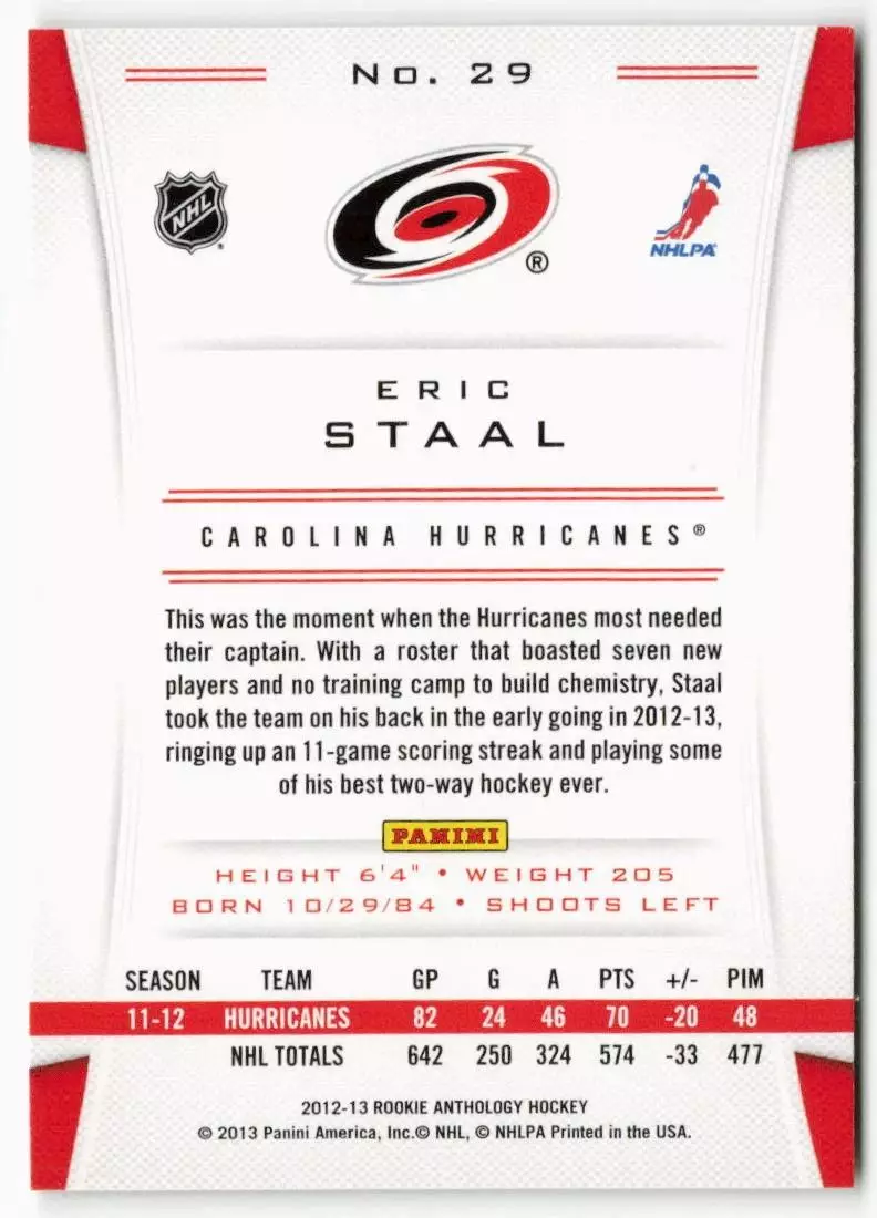 2012-13 Panini Rookie Anthology #29 Eric Staal 1
