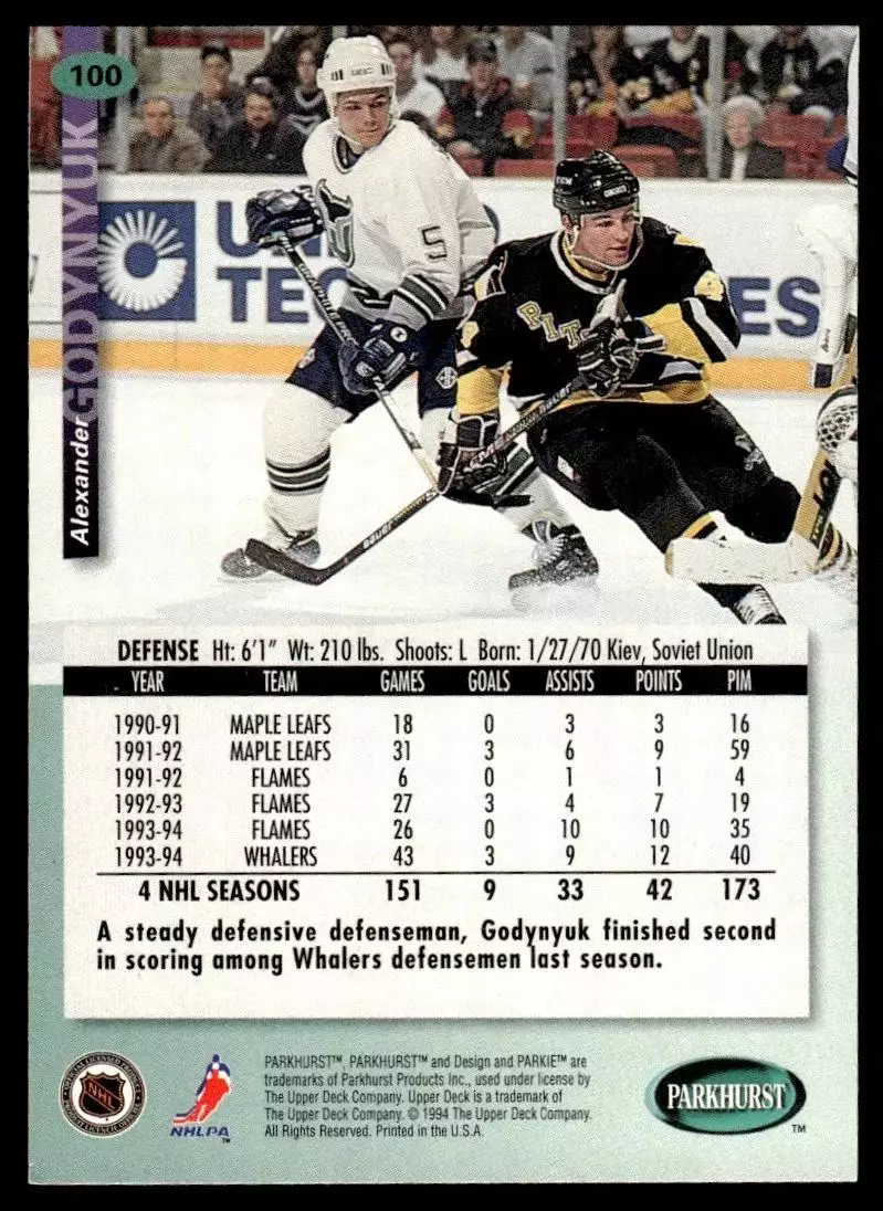 1994-95 Parkhurst #100 Alexander Godynyuk 1