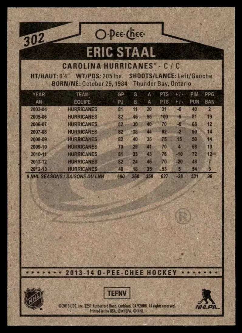 2013-14 O-Pee-Chee #302 Eric Staal 1