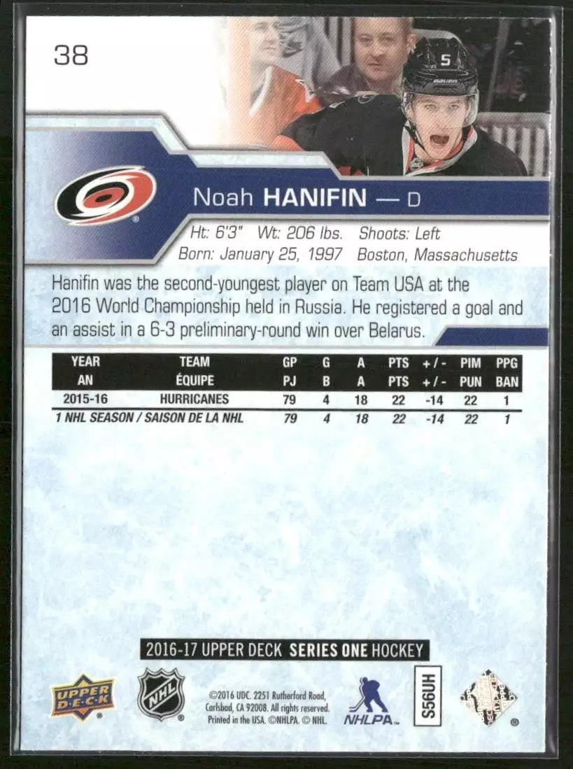 2016-17 Upper Deck #38 Noah Hanifin 1