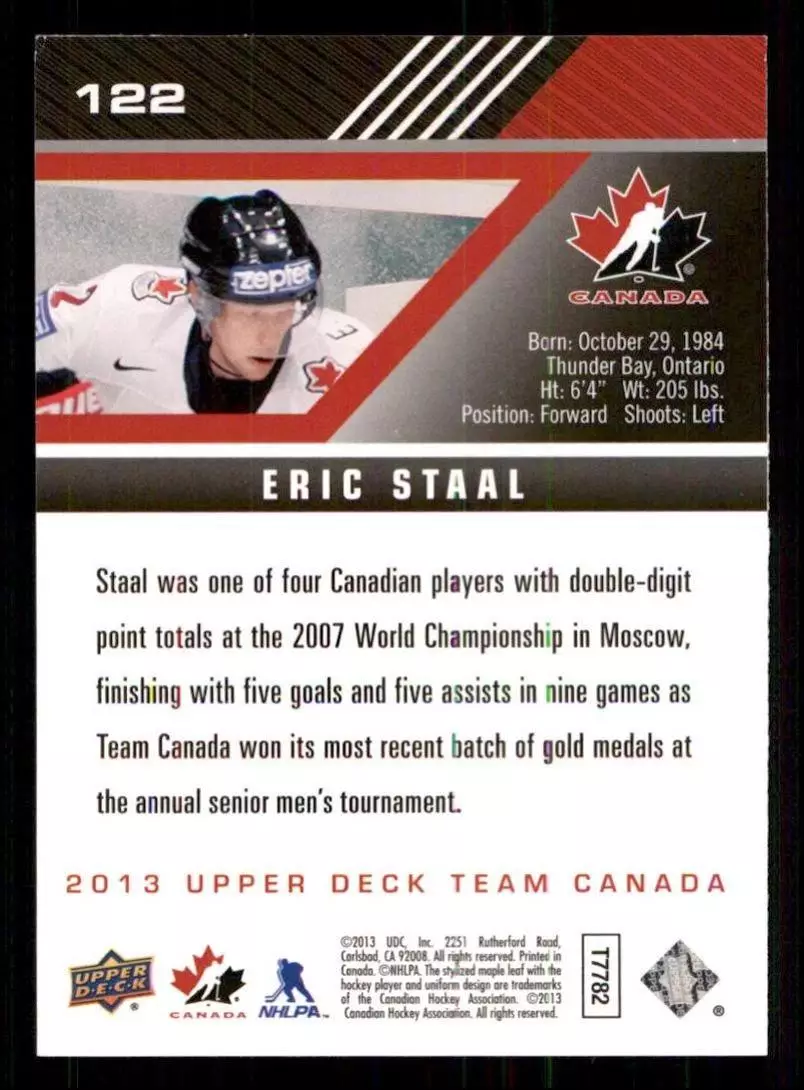 2013-14 Upper Deck Team Canada #122 Eric Staal 1