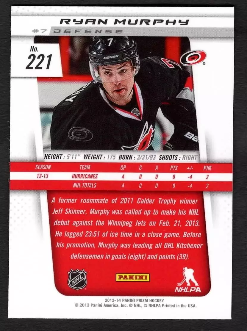 2013-14 Panini Prizm #221 Ryan Murphy RC 1