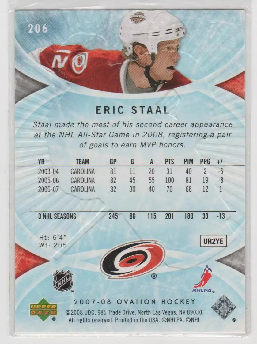 2007-08 Upper Deck Ovation #206 Eric Staal 1