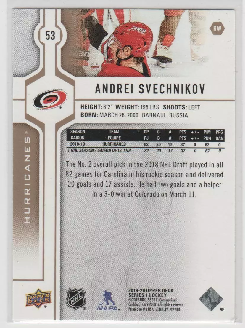2019-20 Upper Deck Silver #53 Andrei Svechnikov 1