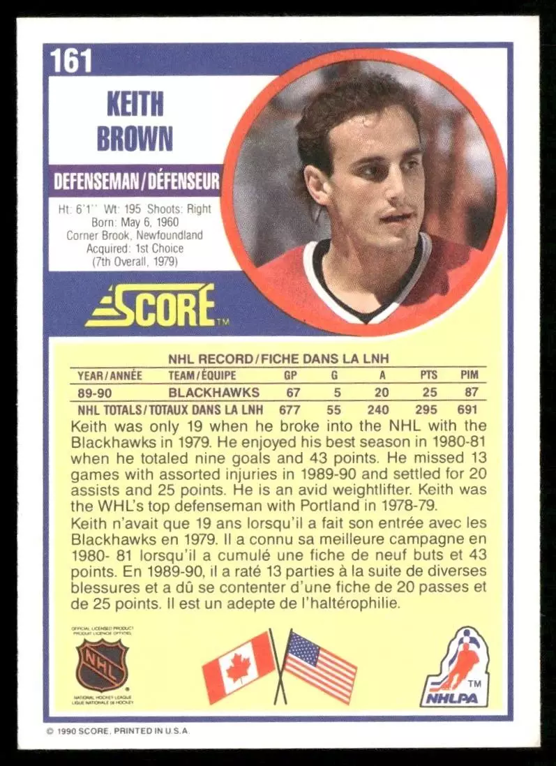 1990-91 Score #161 Keith Brown 1