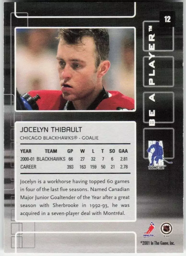 2001-02 BAP Memorabilia #12 Jocelyn Thibault 1