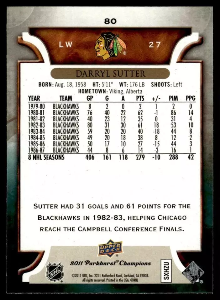 2011-12 Parkhurst Champions #80 Darryl Sutter 1