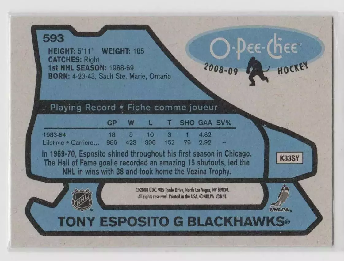 2008-09 O-Pee-Chee 1979-80 Retro #593 Tony Esposito 1