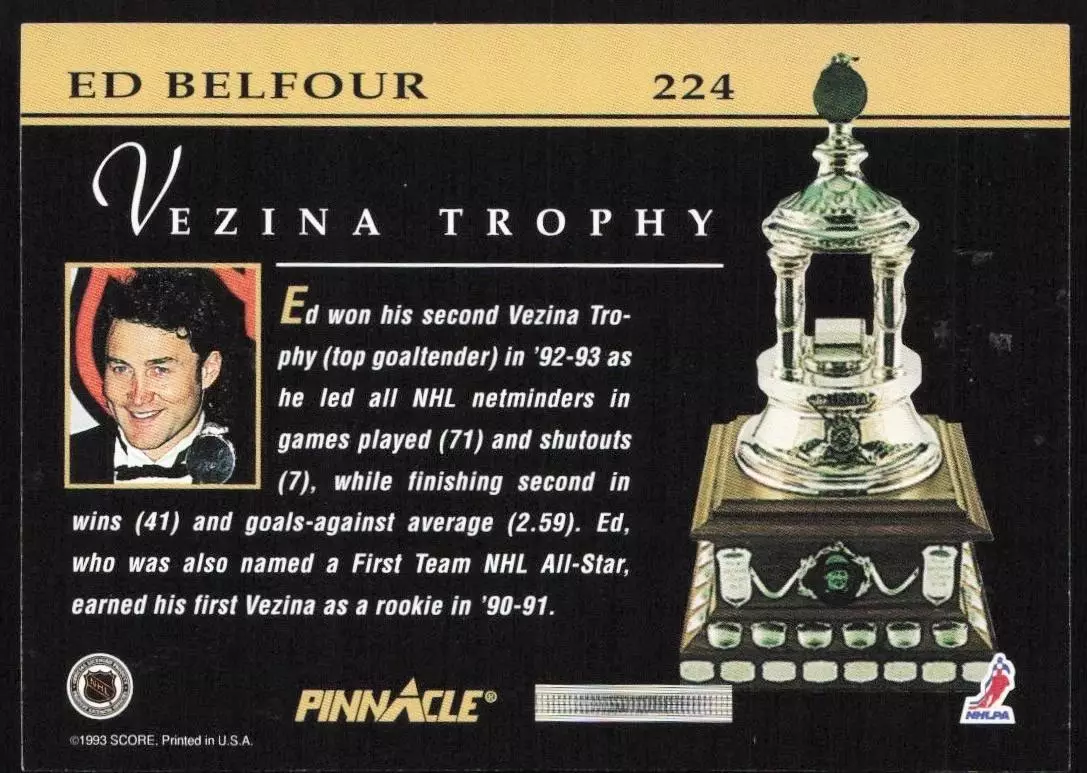 1993-94 Pinnacle #224 Ed Belfour AW 1