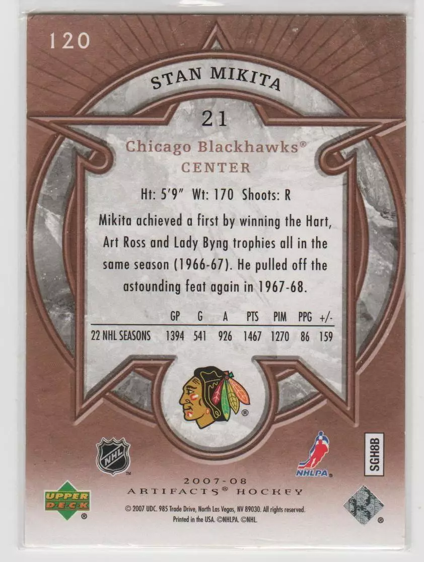 2007-08 Artifacts #120 Stan Mikita L 1338\1499 1