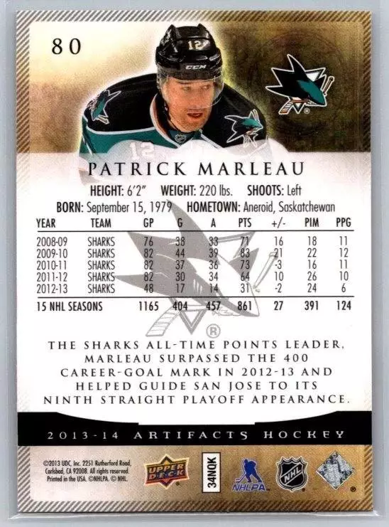 2013-14 Artifacts #80 Patrick Marleau 1